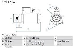 BOSCH Starter Motor for VW Golf TDi ASV/AHF 1.9 October 1997 to August 2004