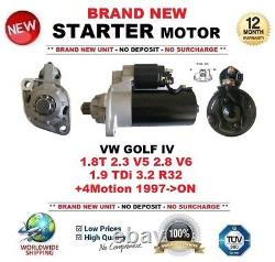 FOR VW GOLF IV 1.8T 2.3 V5 2.8 V6 1.9 TDi 3.2 R32 +4Motion 1997-ON STARTER MOTOR