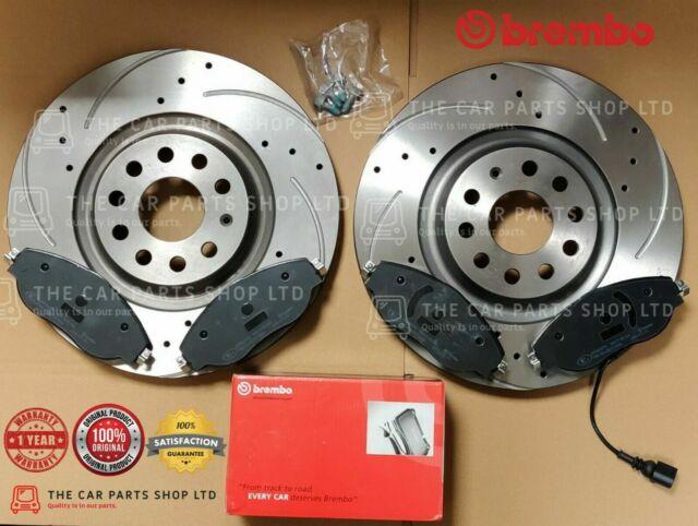 Fits Vw Golf Mk6 Tdi Tsi Fsi Grooved Drilled Brembo Front Discs & Brembo Pads