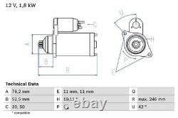 Genuine BOSCH Starter Motor for Volkswagen Golf TDi AFN / AVG 1.9 (06/98-06/02)