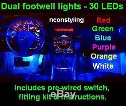 LED Interior Footwell neon Lights Volkswagon VW Golf mk4 mk5 GTI 1.4 1.6 1.9 TDI