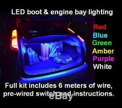 LED car boot & engine bay neon lighting Volkswagon VW Golf mk4 5 GTI 1.6 1.9 TDI