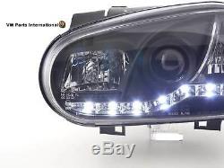 VW Golf MK4 GTI R32 TDI Headlights Integrated Daylight LED Running Light Black