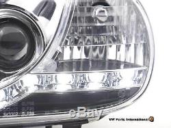 VW Golf MK4 GTI R32 TDI Headlights LED DRL Chrome Left And Right Set (RHD)